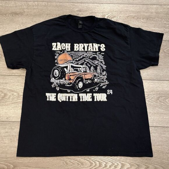 Zach Bryan Quittin Time Tour 2024 Graphic T-Shirt Black XL - Picture 2 of 6